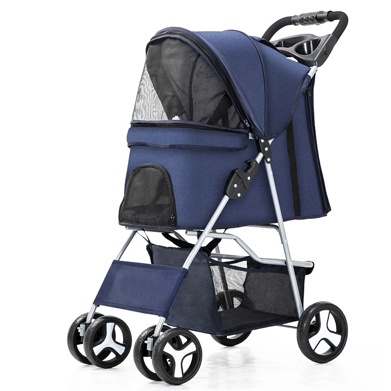 Pet stroller ​Baby Stroller Newborn Cat Stroller Dog Pull Cart Double-layer Lightweight Four-Wheel Shock Absorption Folding