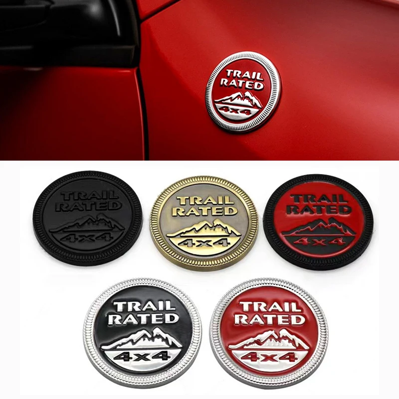 Emblema Metálico 3D 4X4 Trail Rated, Adhesivos para la Parte Trasera del Maletero y Laterales de la Carrocería para Jeep Wrangler, Compass, Grand Cherokee, Patriot