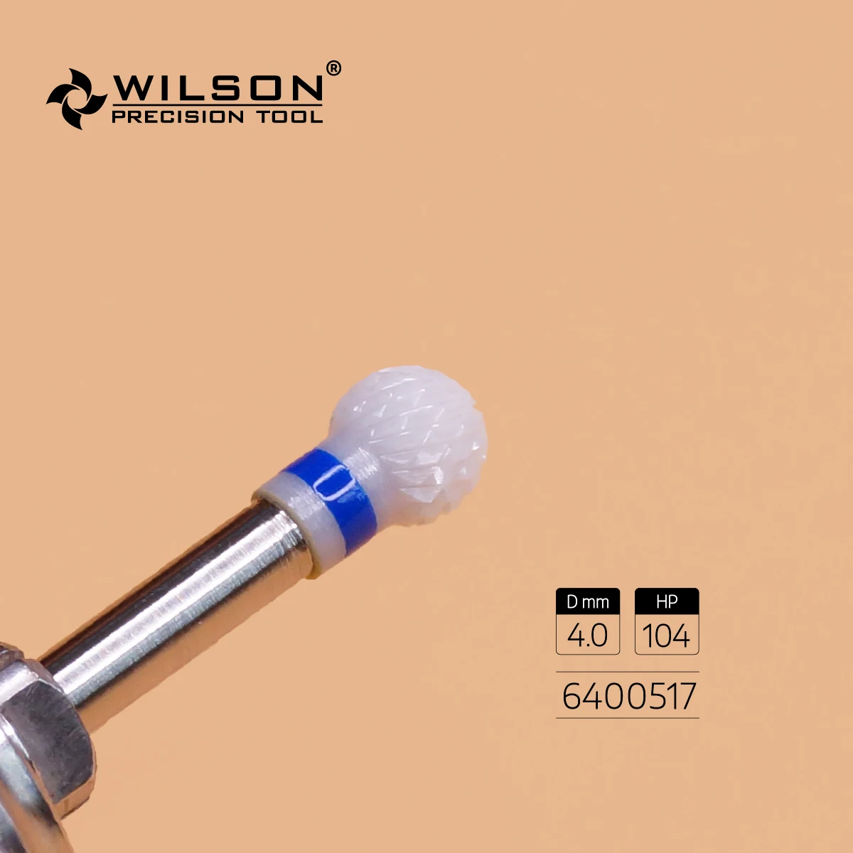 WilsonDental Burs Ball Shape- Cross Cut - White Solid Zirconia Ceramic Dental Lab Burs