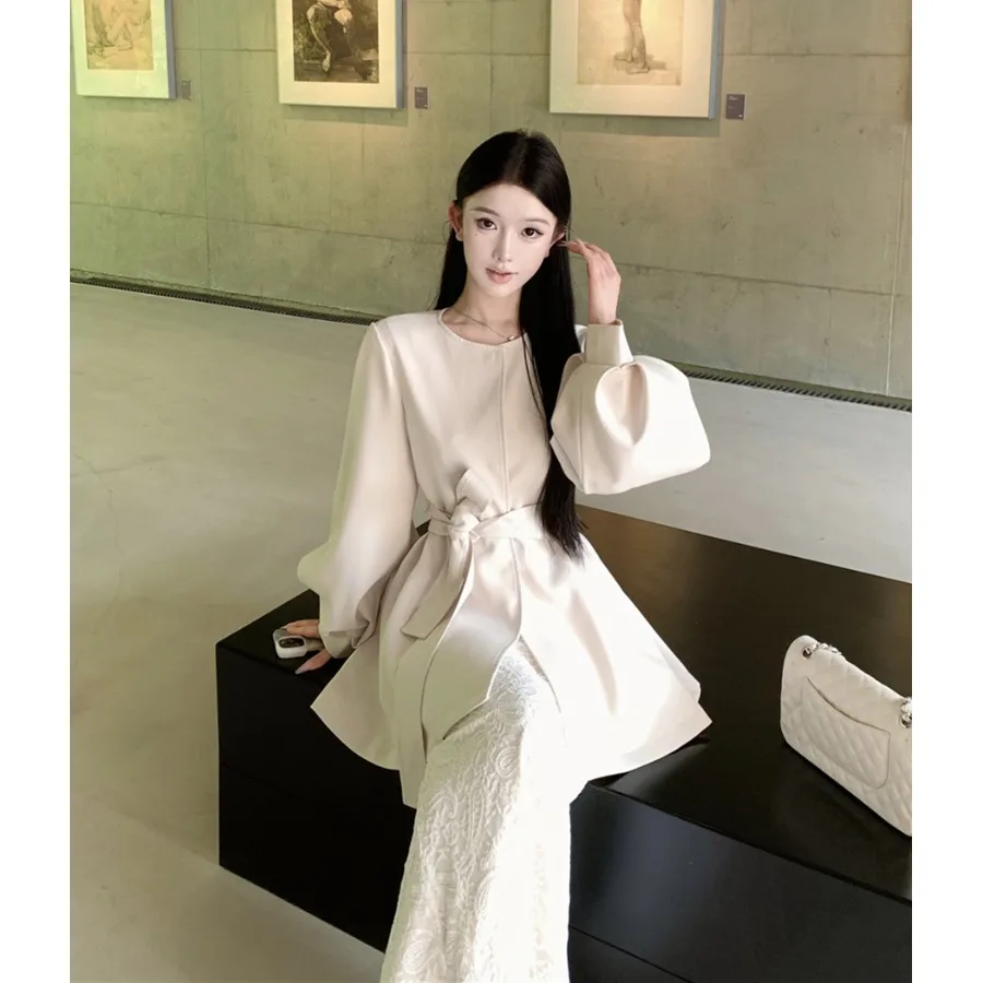 

Женский костюм-фонарь Све Dr, длинный све све, верхняя одежда с поясом и поясом, модный универсальный свободный крой