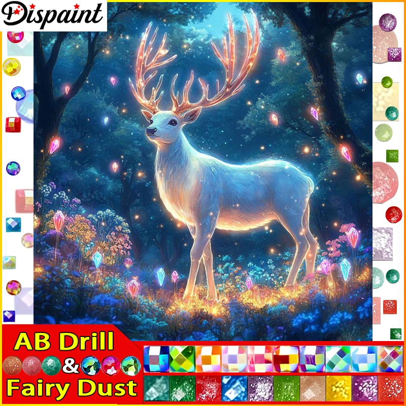 

Dispaint Fairy Dust AB Алмазная картина Полный квадратный/круглый бриллиант "Животный олень" Вышивка 5D горный хрусталь
