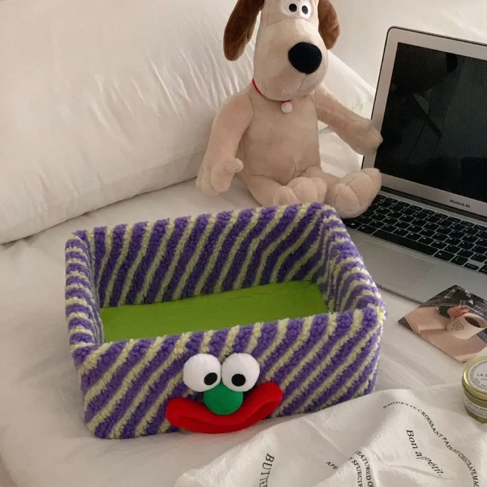 Space Saving Clown Storage Box Multipurpose Funny Cosmetics Storage Basket Rectangle Stripe Stationery Storage Rack Household