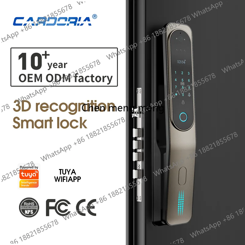Cardoria K18 Face Recognition Easy To Install And Maintain Cat Eye Large Screen Biometric Smart Lock Supports Remote Access