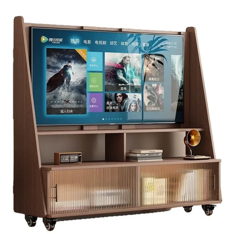 

Wheel removable TV cabinet, living room home, floor, bedroom, bracket, storage, solid wood, walnut, cream