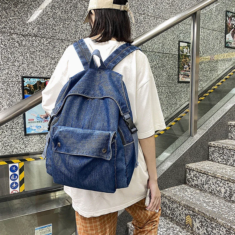 Zaini da donna in Denim coreano zaino da college di grande capacità Casual borsa da viaggio grande da donna borsa da scuola per ragazza adolescente