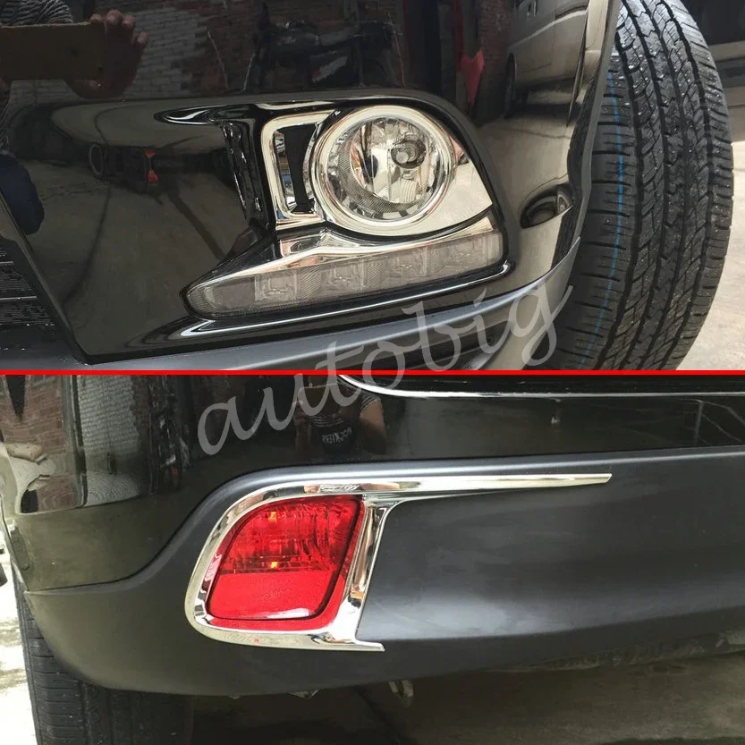 

For 2014-2016 Toyota Highlander Kluger Front + Rear Fog Light Chrome Cover Surrounds