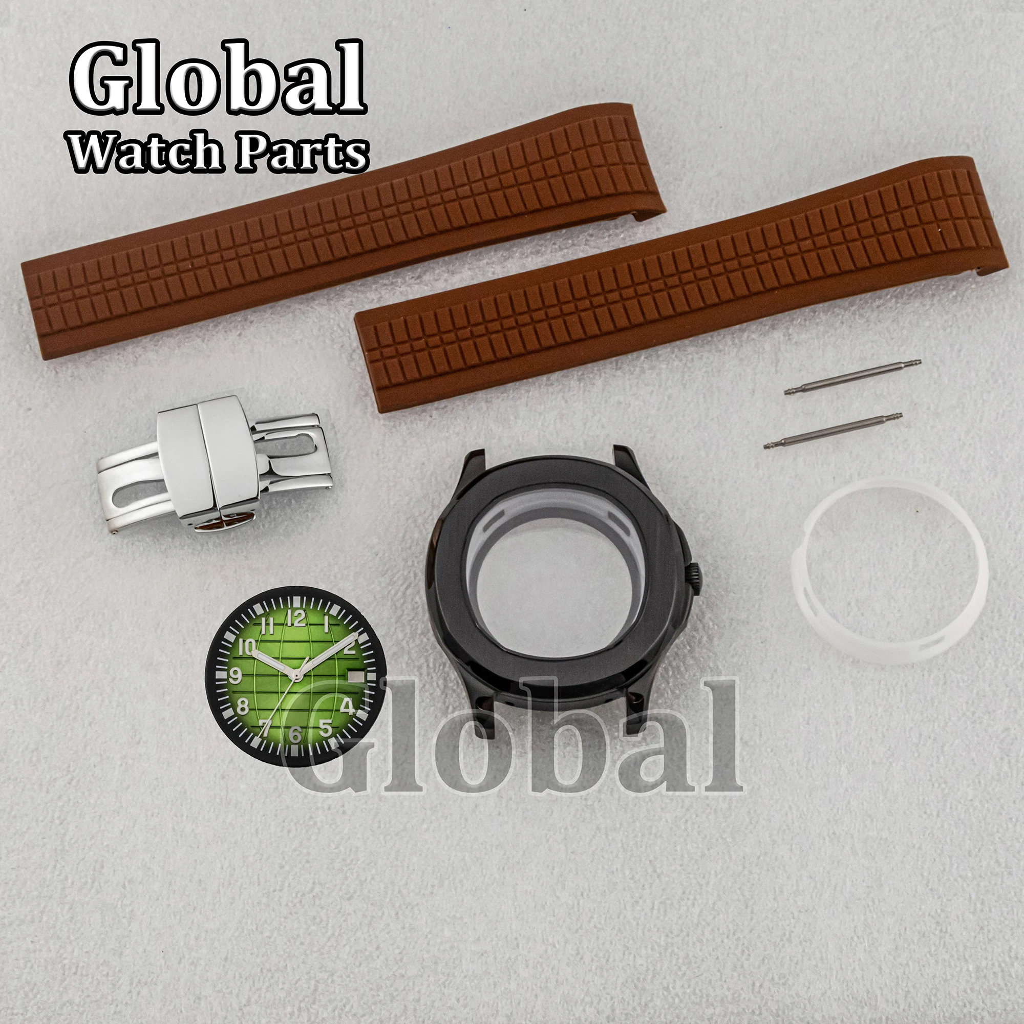 Корпус NH35, резиновый ремешок, циферблат, светящиеся стрелки, черная нержавеющая сталь, 10 АТМ, водонепроницаемое сапфировое стекло для механизма Nautilus NH36