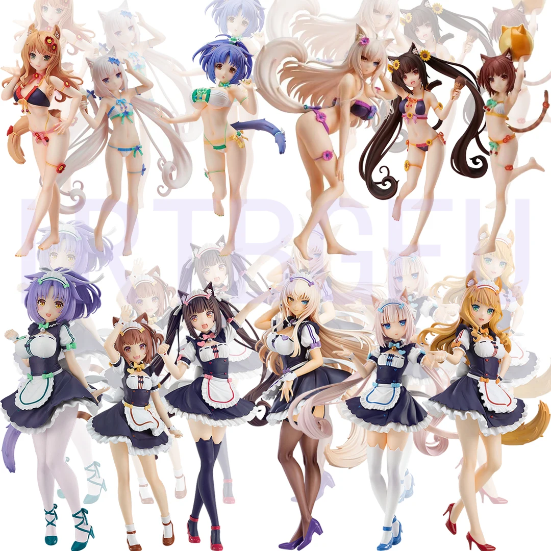 NEKOPARA Chocola vainilla Azuki coco canela vestido de sirvienta Anime japonés PVC figura de acción juguete juego muñeca coleccionable en miniatura