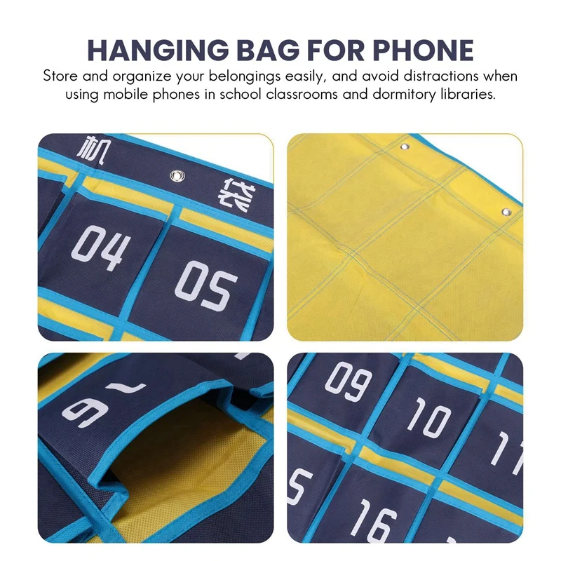 2X 30 Numbered Pockets Chart Cell Phone Organizer Hanging Storage Bag For Classroom Calculator Mobile Phone Holders