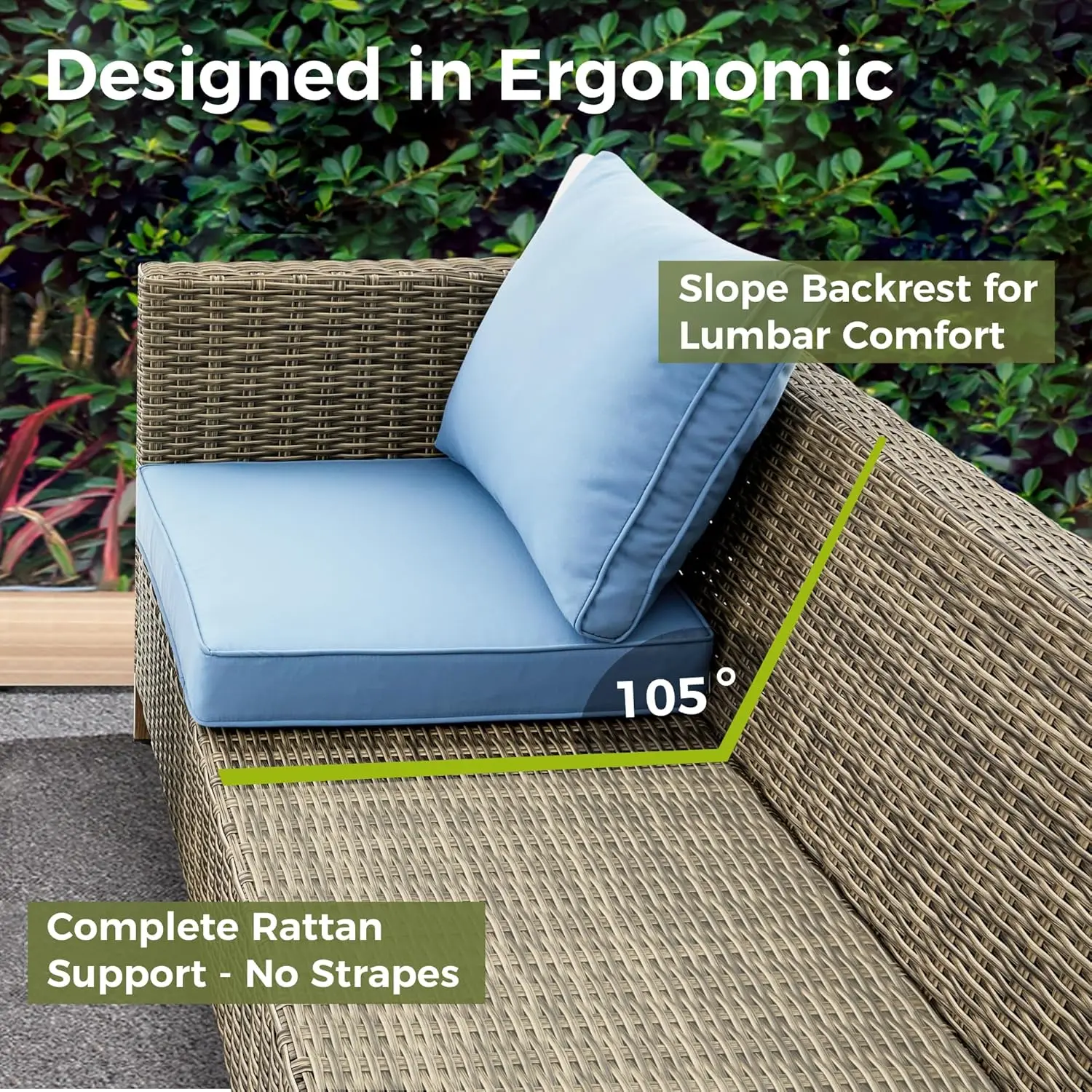 Terrassenmöbel-Sets mit Metallplatte Couch tisch, Korb Rattan Sofa Gartenmöbel Set für Veranda, Pool, Garten