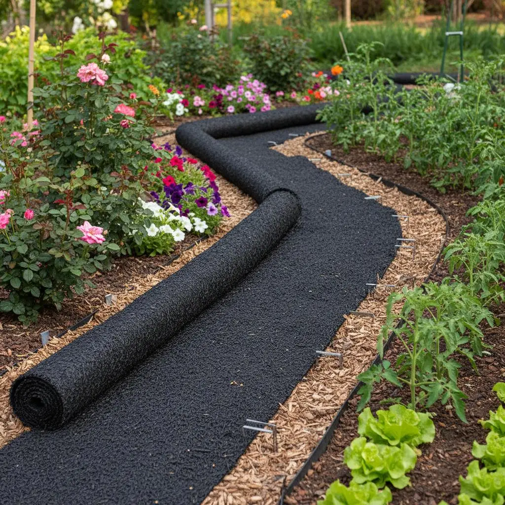 

Материал для мульчирования из переработанных древесных колец, 120 x 4.5 дюймов, для клумб, садовых дорожек, огородов, ландшафтного дизайна, натуральный вид, черный цвет.