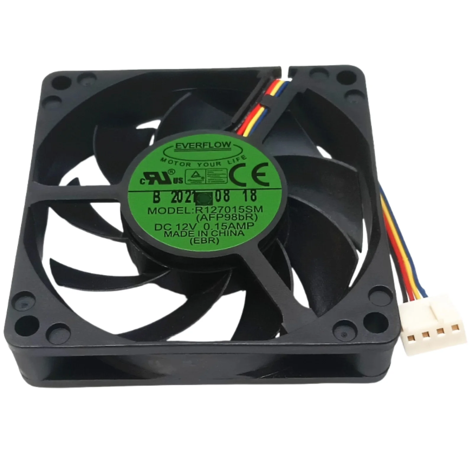 70mm 7015 방열판 CPU 쿨러 팬 (EVERFLOW R127015SM 7015 7CM PWM 쿨링 팬, 12V 0.15A 유압 베어링 저소음 슬림형)