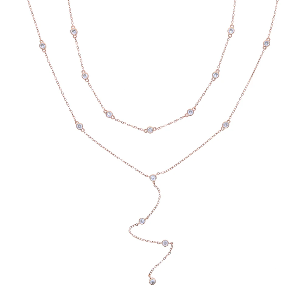 2026 New Fashion Lariat Layering Necklace for Women Double Laryered Long Chain Drop Pendant Choker Necklaces Fashion Gifts