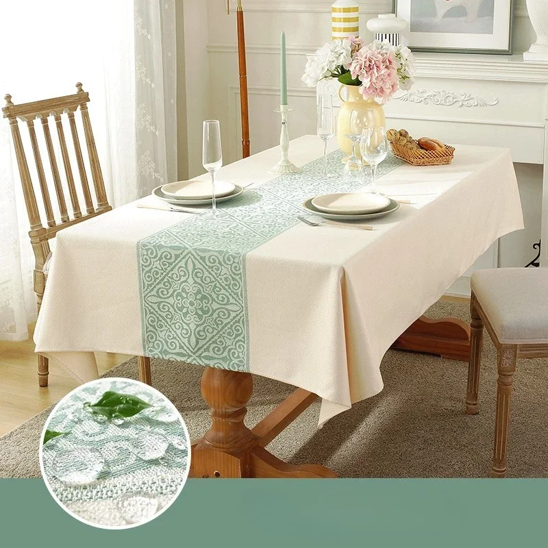 European Style Thick Waterproof Tablecloth, Enhanced Drape, Square Rectangular Table Cover, Party Family Dinner Tablecloth