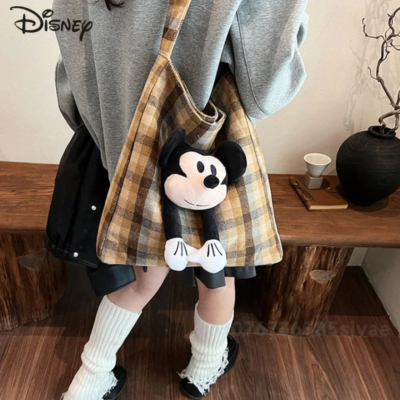 Disney 2025 New Women's Doll Bag Fashion High Quality Women's Commuting Storage Bag Cartoon Large Capacity Girl Shoulder Bag