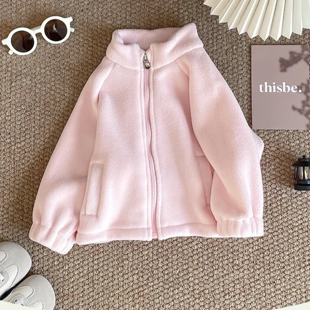 Girls' Coat 2026 Autumn and Winter New Children's Clothing Korean Style Girl Baby Standing Collar Polar Fleecy Coat