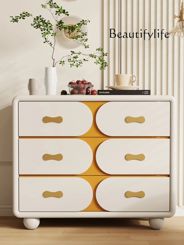 

Modern Simple Solid Wood Storage Cabinet Cream Style Bedroom Multi-Functional Storage Partition Storage