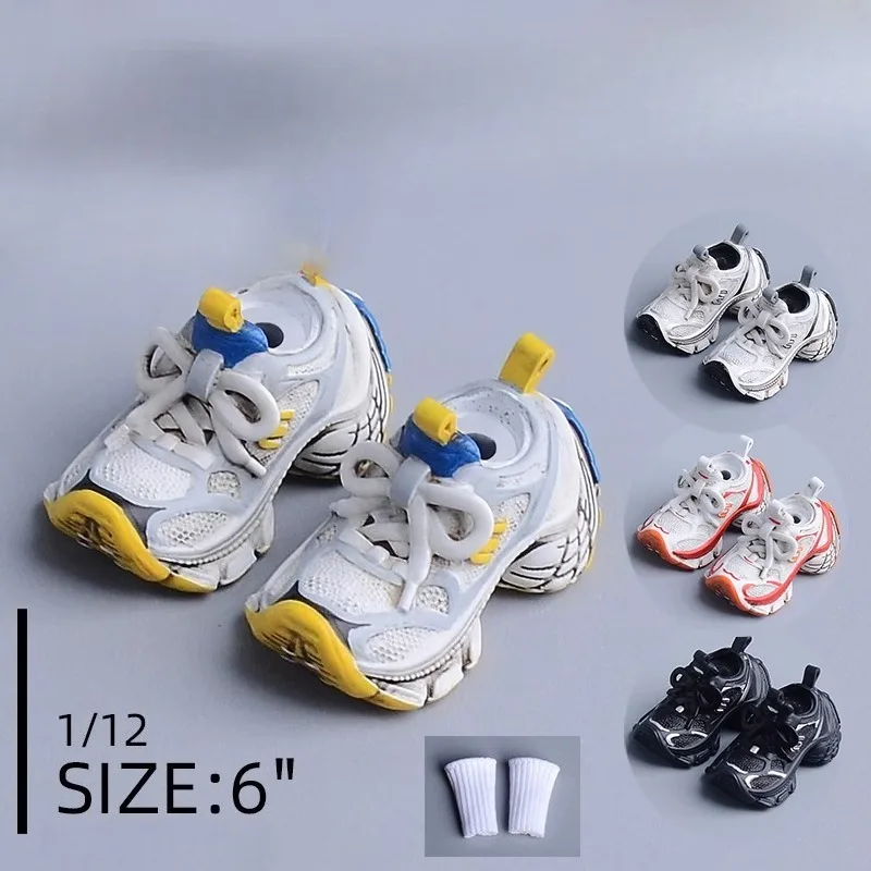 

1/12 Scale Vintage Vintage Shoes Sports Style solid Shoes Model for 6'' Action Figures Body Dolls Accessory