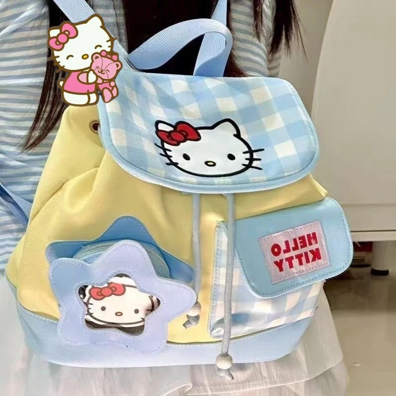 

Sanrio Hello Kitty рюкзак аниме школьная сумка для хранения милый мультяшный рюкзак для девочек на шнурке Kawaii модная новая сумка на плечо подарок
