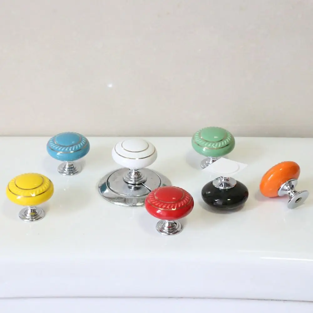 

Circular Toilet Press Ceramic Nail Protector Toilet Button Colorful Universal Water Press Flush Button Bathroom Supplies