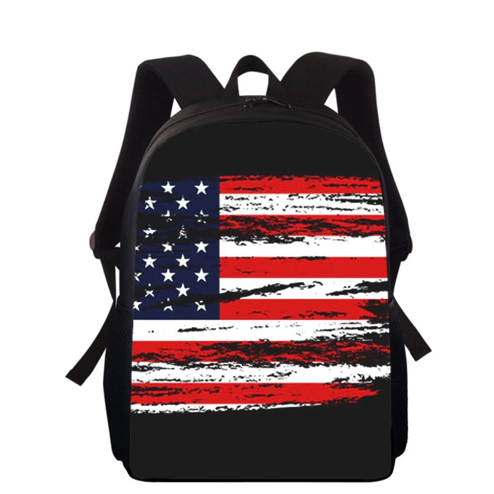 EUA bandeira americana saco de escola para crianças, impressão 3D, escola primária sacos para meninos e meninas, mochila, estudantes sacos de livros, 16"