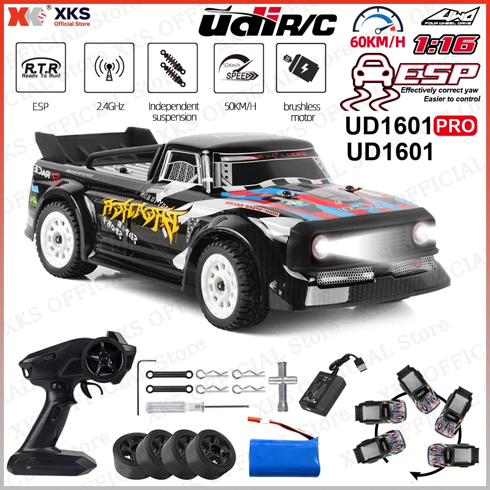 

UDRC UD1601 UD1601PRO 1/16 Brushless RC Car 60km/h High Speed Off-Road Drift Racing Car ESP RTR Toy Gift for Boys Adults