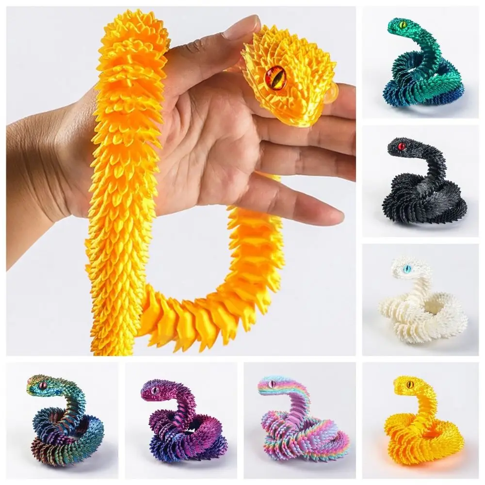 Realistic 3D Printed Snake 30/45/60cm Rotatable Simulated Snake Ornament Multicolor Simulation Animal Simulation Model