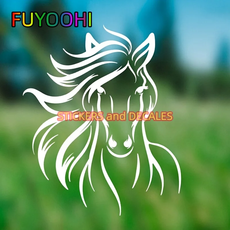 FUYOOHI Car Sticker Vinyl Horse Head Beautiful Animal Funny decals For Car Enhance Your Car's Aesthetic Value