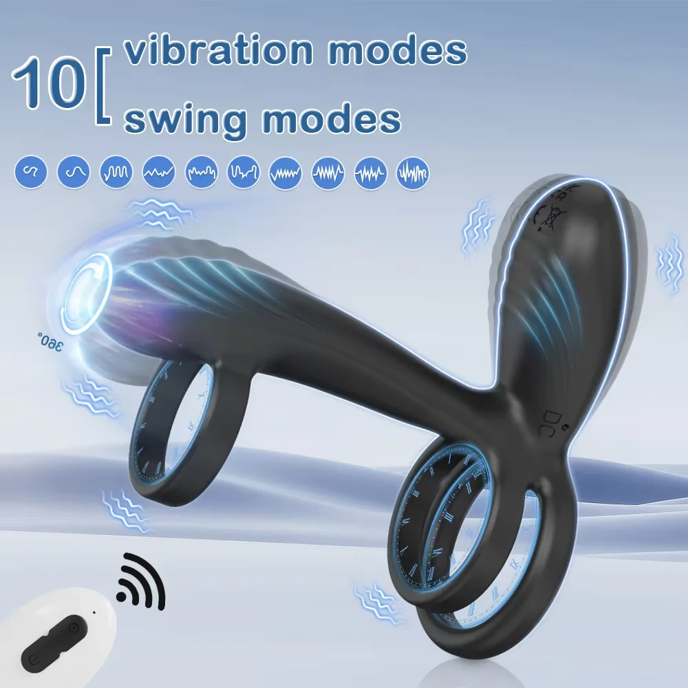 360° Twisting Vibrating Cock Ring G-Spot Stimulator Penis Ring Clitoral Penis Sleeve Extender Couples Vibrator for Men Women