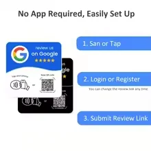 HTMCK NFC215 13.56MHz Square Google Review Standing Card, Programmable Editable QR Code Table Stand for Business Store