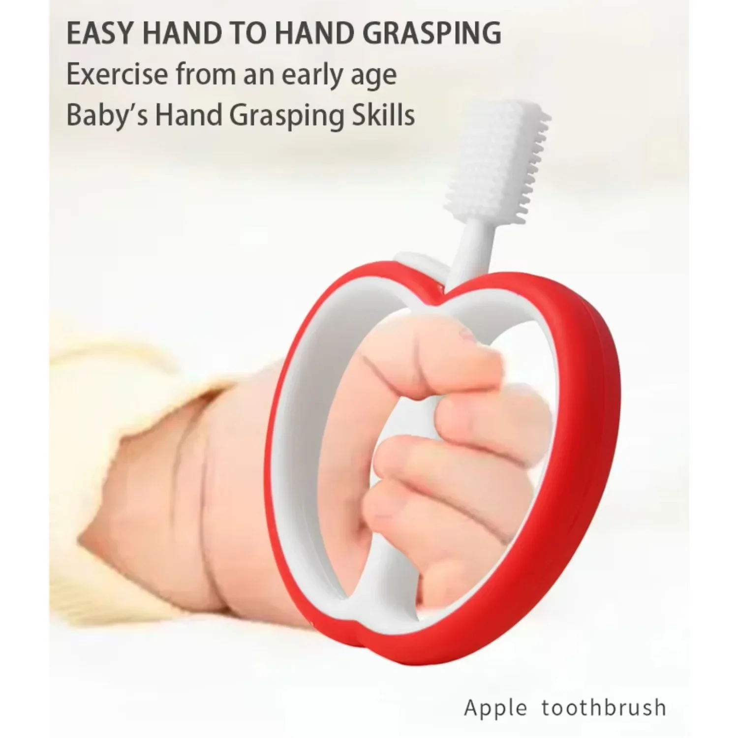 

1PC Cute Apple Silicone Teething Toy for Babies - Food Grade Chewable & Durable Babi Toy Teether Baby Silicone Baby Pacifier