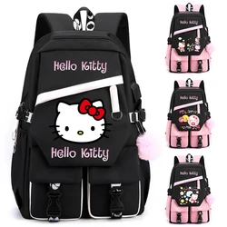 Uroczy plecak Hello Kitty dziewczynka Boy nastolatek tornister uczeń powrót do szkoły Mochila kobiety plecak Anime kreskówka torby rekreacyjne