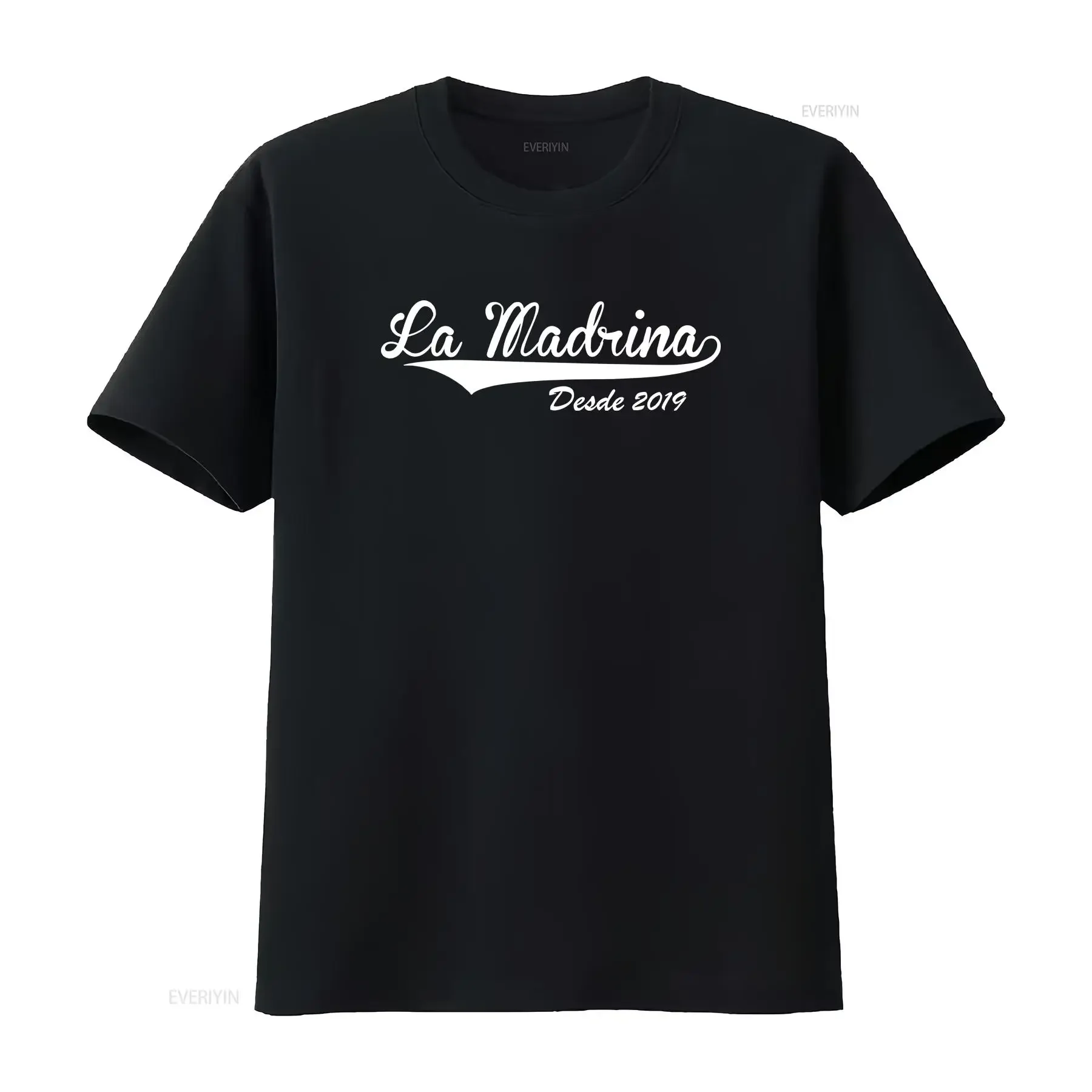 La Madrina Desde 2019 T shirt Baptism new Godmother for tee vintage Washed streetwear graphic Slightly Breathable homme Soft