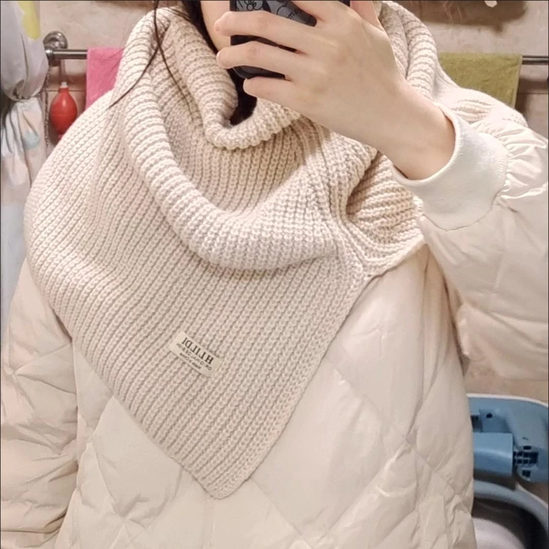 High Neck Irregular Pullover Sweater Fashion Y2k Elegant Cape Shawl Winter Warm Knitted Short Shawl Cold Resistant Neck Cover