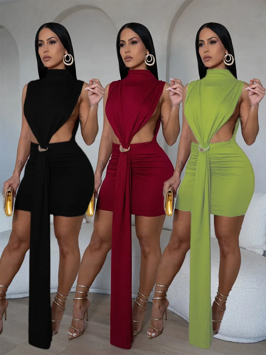 

Women O-Neck Ruched Stacked Bodycon Midi Mini Dress 2025 Summer Birthday Evening Party Club Vestidos Sexy Chic Dresses