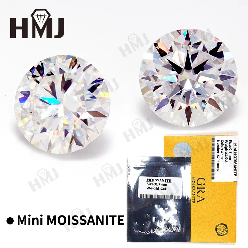 

0.01-10CT Moissanite Stone Round Cut D Color VVS1 Clarity with GRA Certificate Beads for Jewelry Making Top Jewelry Materials