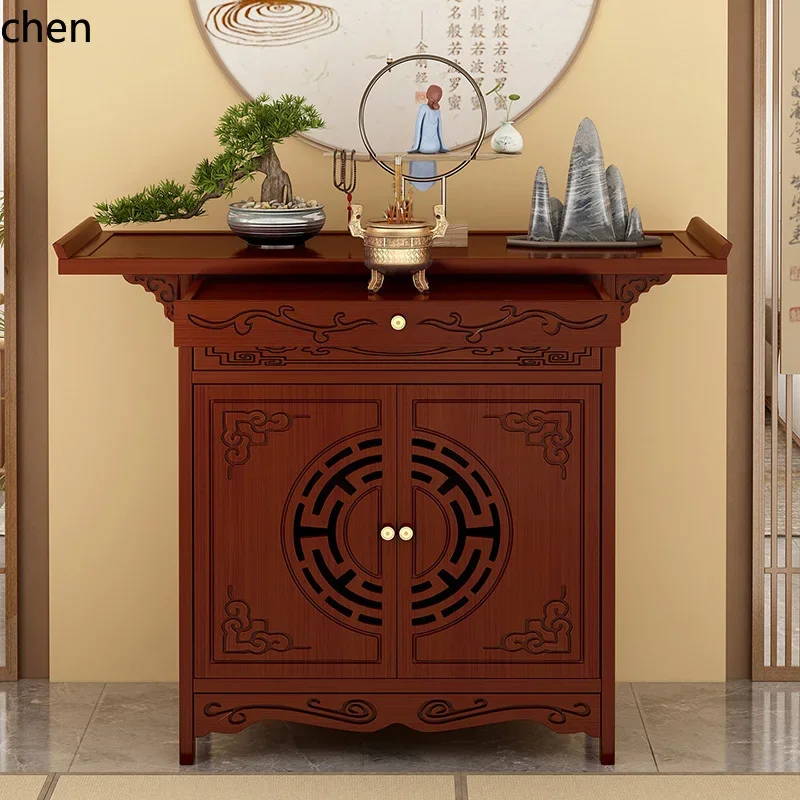 r5.20 Altar Cabinet for Worshiping Gods, Wealth God Offering Table Household Incense Case, Buddha Statue Guanyin Worship Cabinet