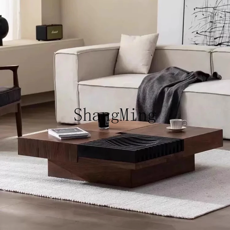 

ZYY small apartment household antique style living room modern simplicity high sense square solid wood coffee table