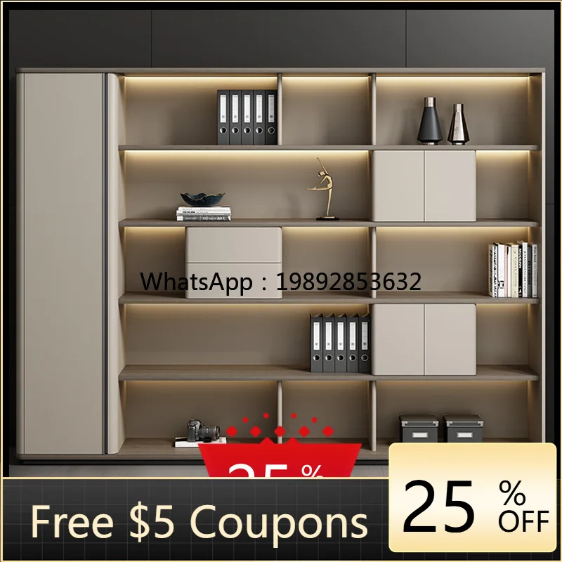 AB  Boss Office Light Luxury Wooden Archive Data Manager Room Background Cabinet File Cabinet