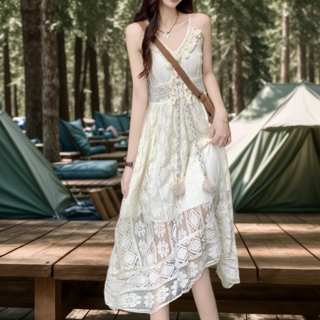 

Beach Fairy Skirt with Breathable Mesh Tulle Overlay & Tropical Print | 2025 Summer Beach Fairycore Vacation Outfits