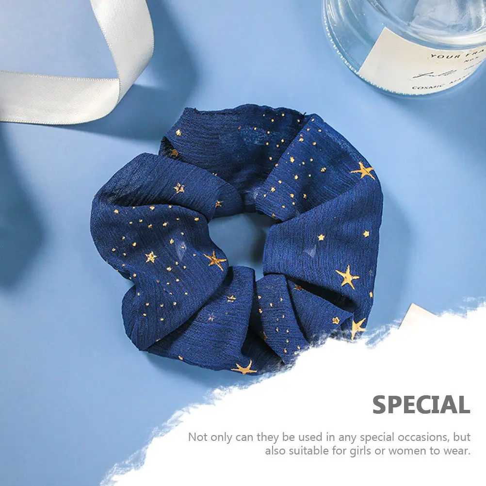 4Pcs Decorative Star Pattern Hair Ropes Elastic Cloth Ponytail Holders Comfortable Washable Hair Accessories for Women Daily