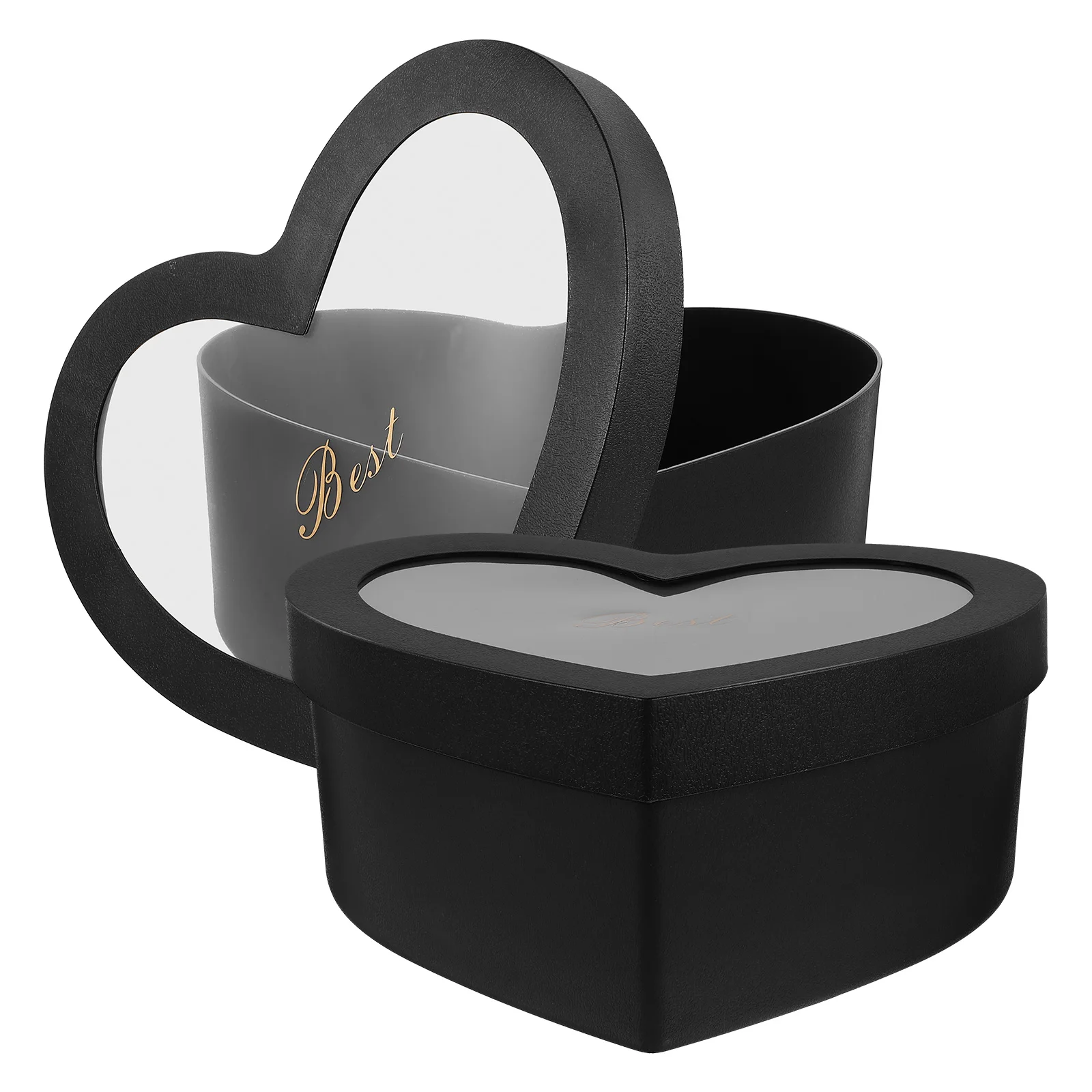 

2pcs Heart Shaped Flower Gift Boxes Arrangements Transparent Cover Black Large Small Storage Strawberries C y PP PVC