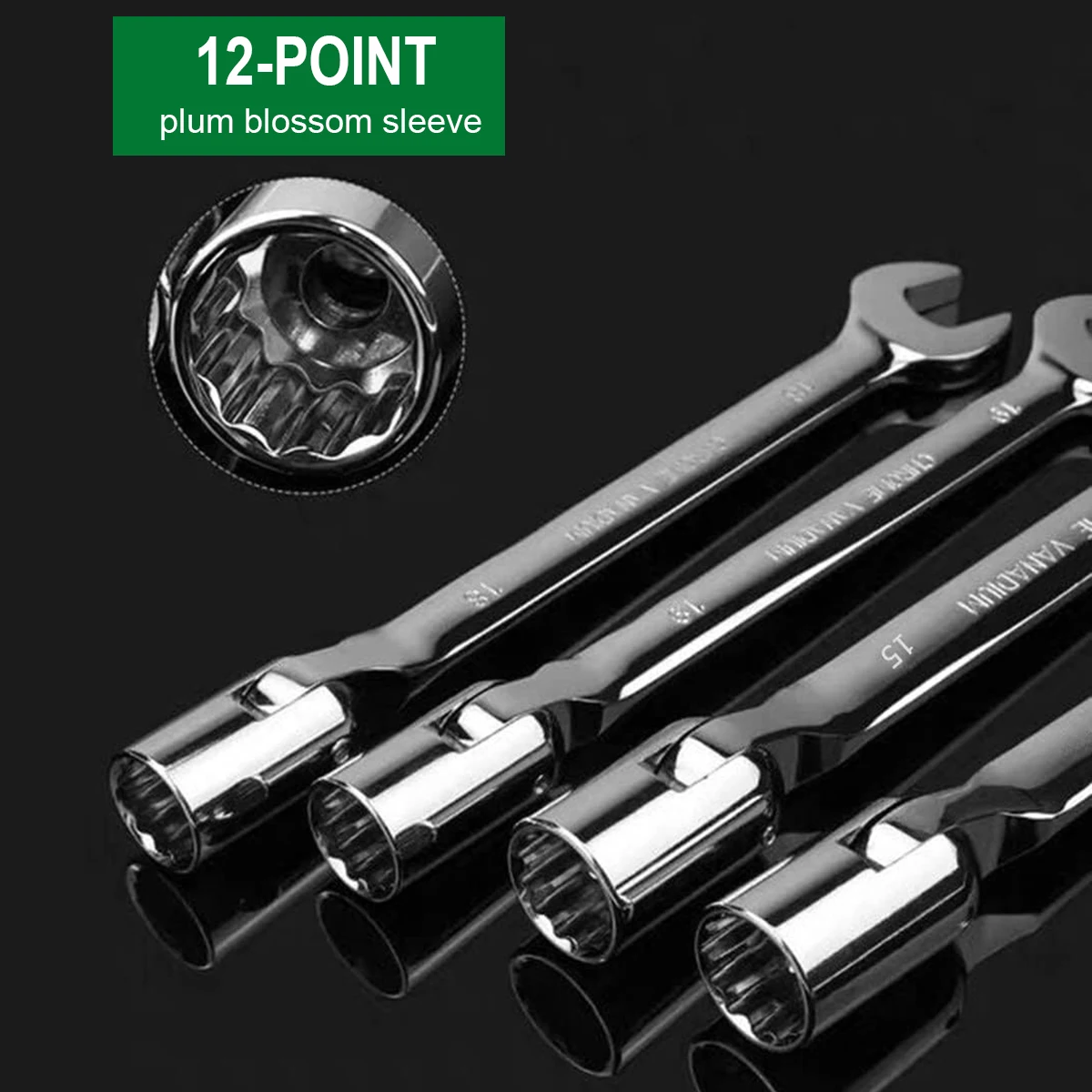 WOZOBUY 8mm-19mm Swivel Head Socket Spanner Open End Combination Wrench Auto Car Repairing Tool