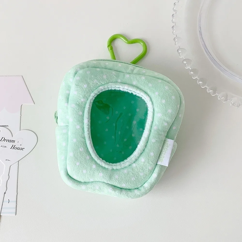 Card Holder Transparent Keychain Dot Backpack Pendant Strawberry Shape Storage Bag Gift