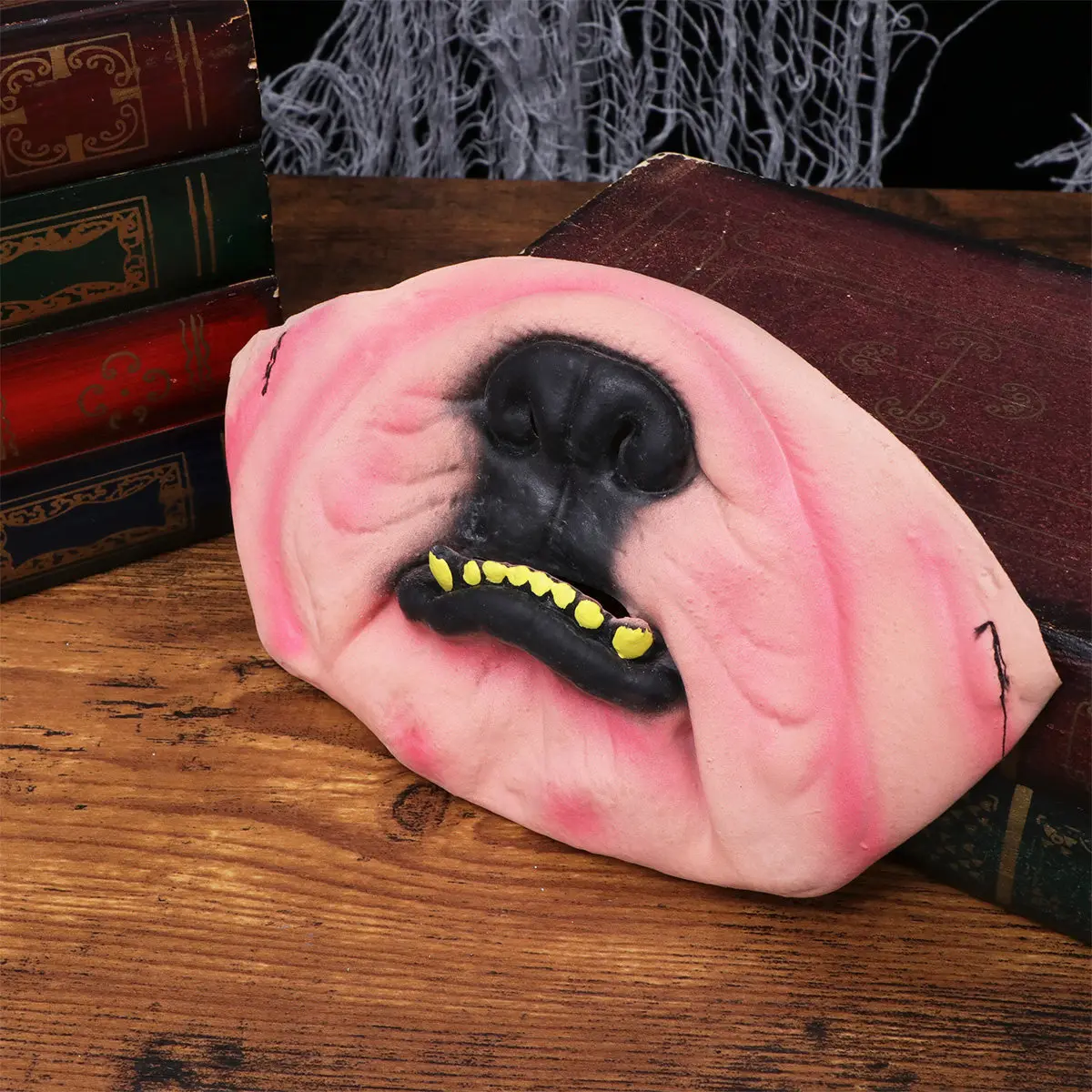 Halloween Half-Face Latex Dog Mouth Mask Funny Vivid Role Playing Carnival Cosplay Party Supplies Lightweight Adjustable Strap