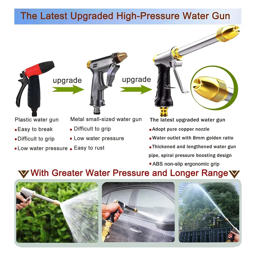 

A71Z Upgraded Garden Hose Nozzle, Metal with Full Copper Nozzle, High Pressure Water Hose Nozzle Head