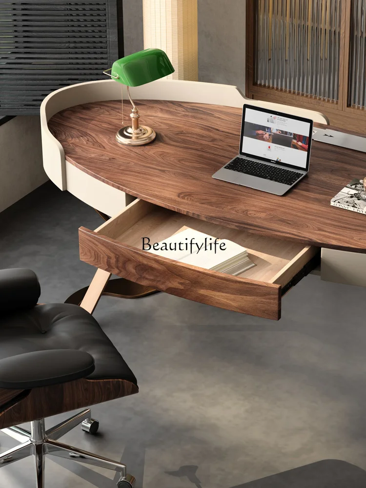 Nordic Walnut Desk para Estudo Home, Modern Minimalista Ash Desk, Villa