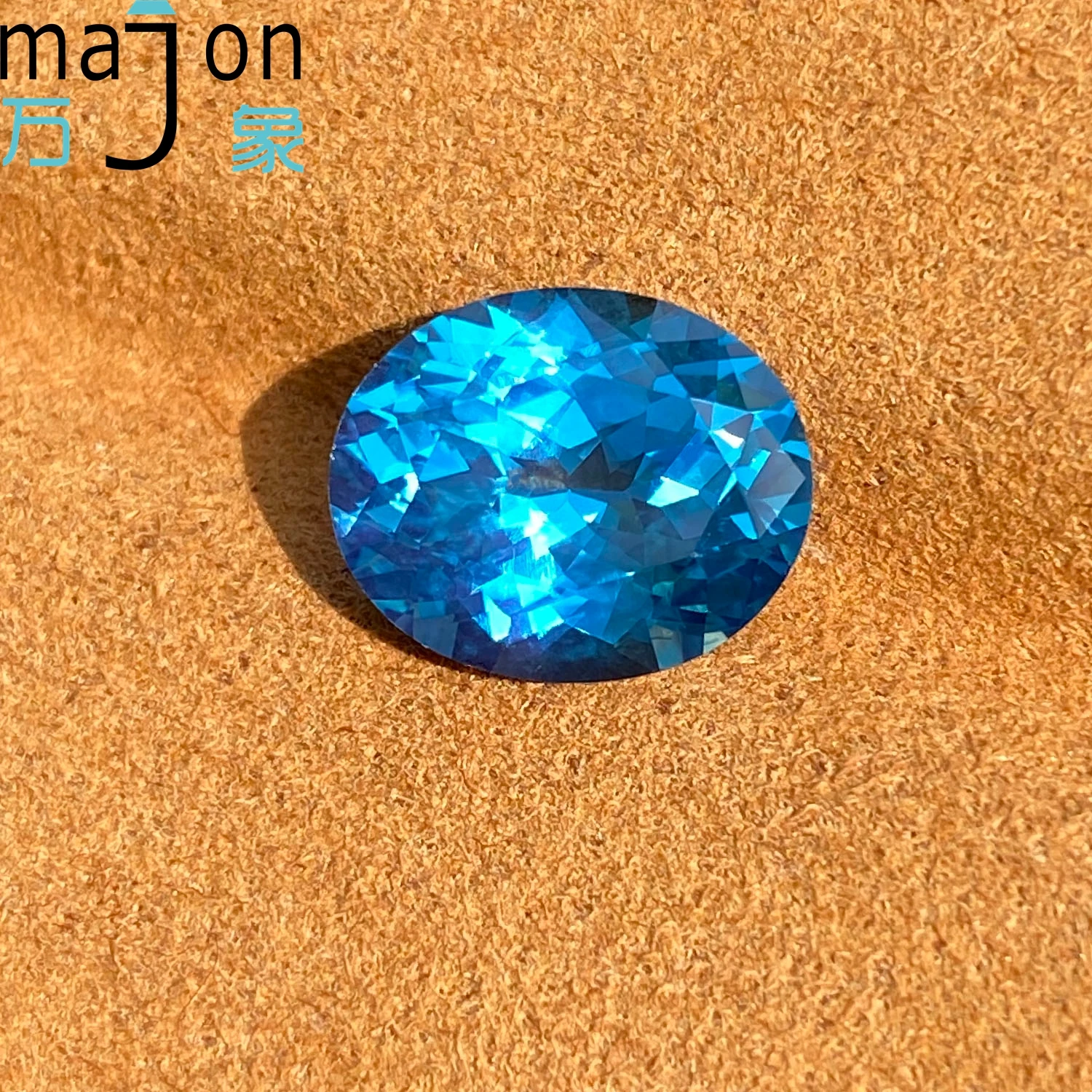 แซฟไฟร์เพาะเลี้ยงคุณภาพสูง 4.85 กะรัต ทรงรี สีพาราไอบา สำหรับทำจี้ เครื่องประดับขั้นสูง วัสดุทำเครื่องประดับ DIY