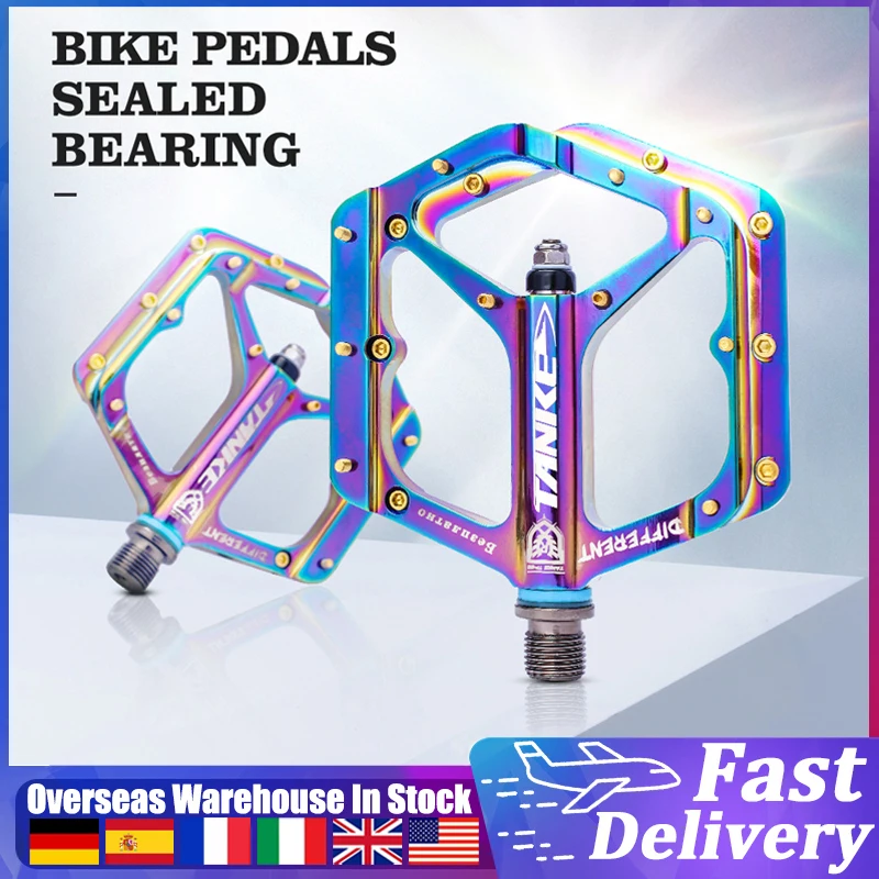 

TP-50 Colorful MTB Bicycle Pedals Vacuum Electroplating Self-lubricating Bearing Non-slip CNC Aluminium Alloy Bike Pedal Cycling