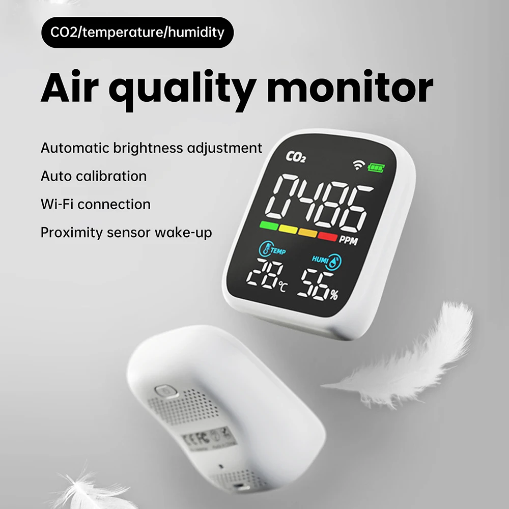 Tuya WiFi Digital LED Display CO Detector Portable Carbon Monoxide Tester Multifunctional Temperature and Humidity Test Meter